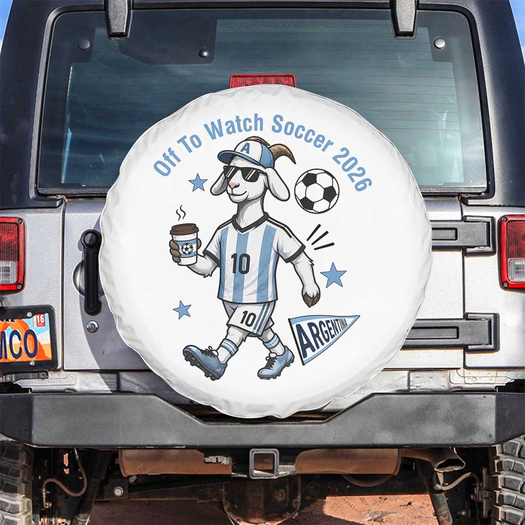 Funny Goat Football Lover Spare Tire Cover Off To Watch Argentina Soccer 2026
