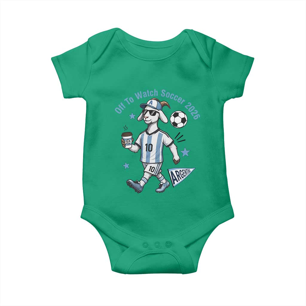 Funny Goat Football Lover Baby Onesie Off To Watch Argentina Soccer 2026