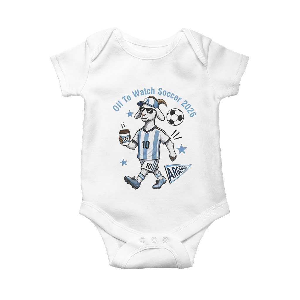 Funny Goat Football Lover Baby Onesie Off To Watch Argentina Soccer 2026