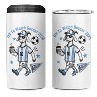 Funny Goat Football Lover 4 in 1 Can Cooler Tumbler Off To Watch Argentina Soccer 2026