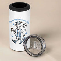 Funny Goat Football Lover 4 in 1 Can Cooler Tumbler Off To Watch Argentina Soccer 2026