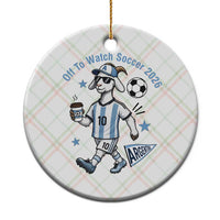Funny Goat Football Lover Ceramic Ornament Off To Watch Argentina Soccer 2026