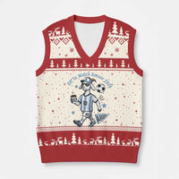 Funny Goat Football Lover V-Neck Knit Sweater Vest Off To Watch Argentina Soccer 2026
