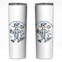 Funny Goat Football Lover Skinny Tumbler Off To Watch Argentina Soccer 2026