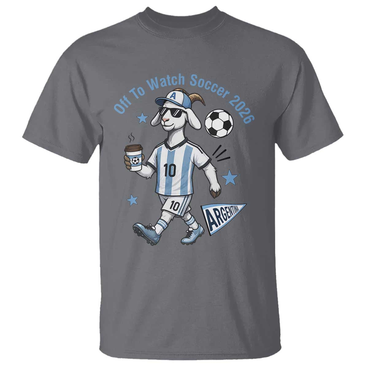 Funny Goat Football Lover T Shirt Off To Watch Argentina Soccer 2026