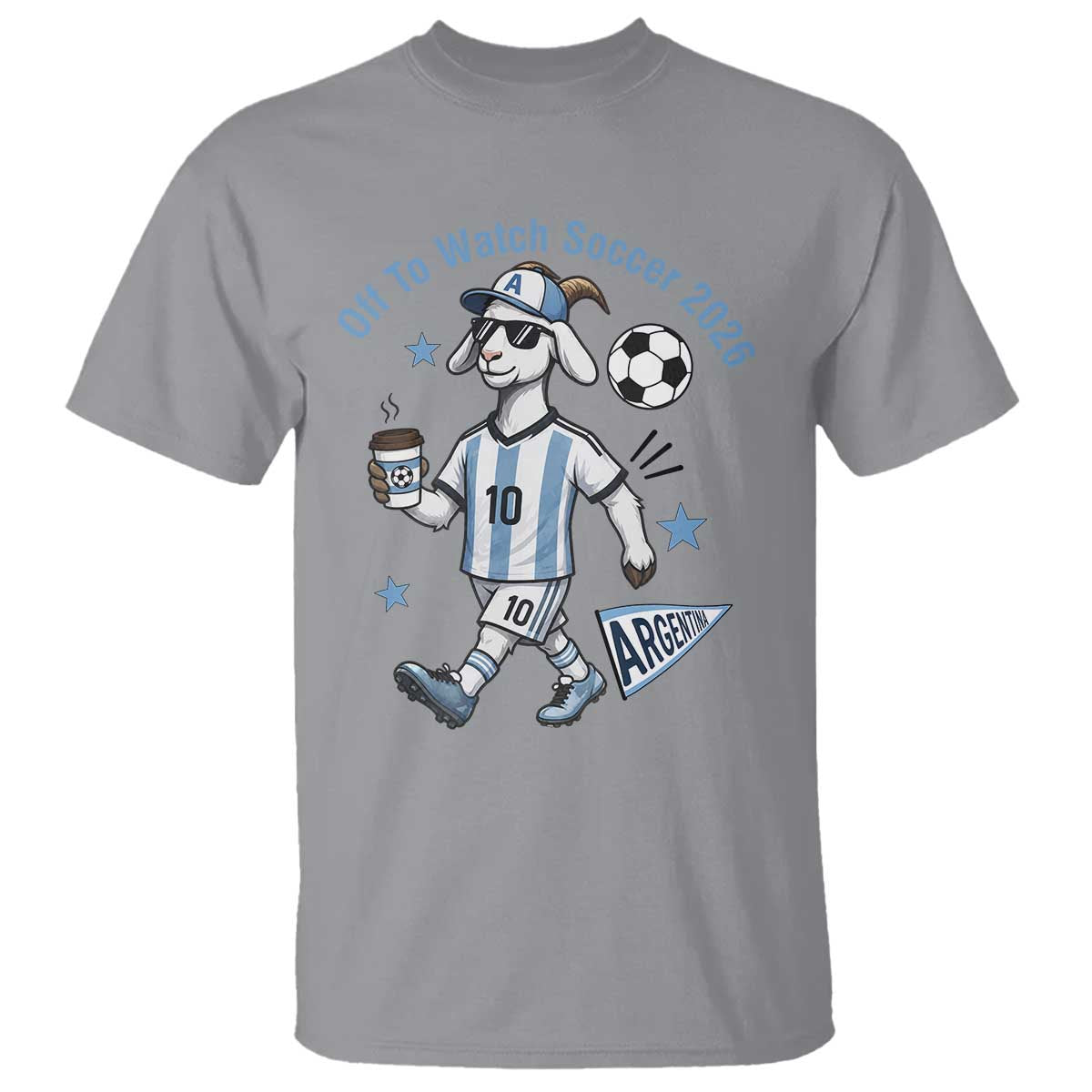 Funny Goat Football Lover T Shirt Off To Watch Argentina Soccer 2026