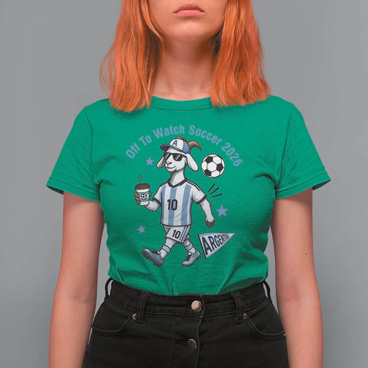 Funny Goat Football Lover T Shirt For Women Off To Watch Argentina Soccer 2026