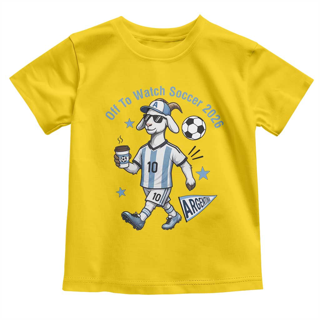 Funny Goat Football Lover Toddler T Shirt Off To Watch Argentina Soccer 2026