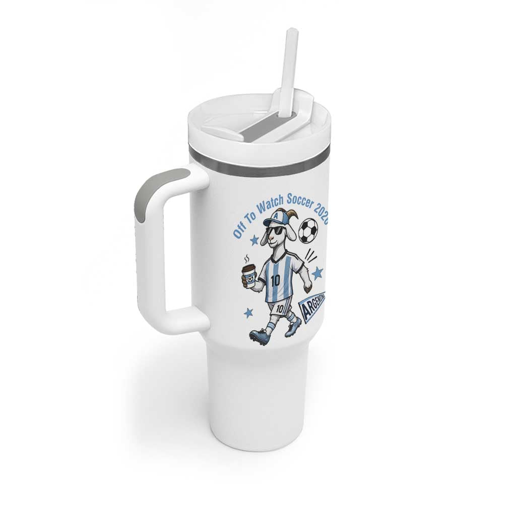 Funny Goat Football Lover Tumbler With Handle Off To Watch Argentina Soccer 2026