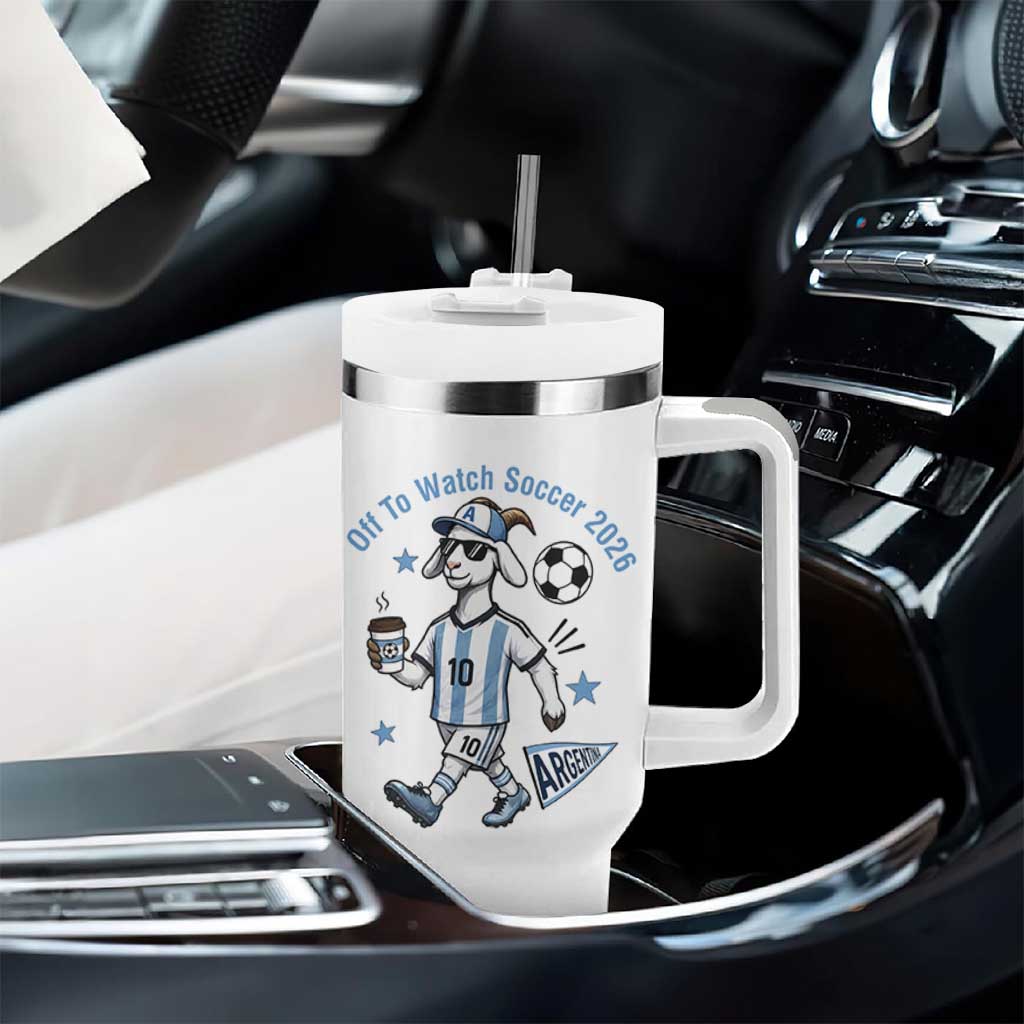 Funny Goat Football Lover Tumbler With Handle Off To Watch Argentina Soccer 2026