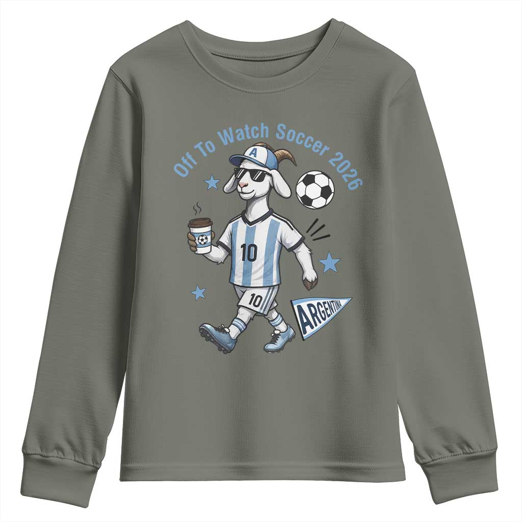 Funny Goat Football Lover Youth Sweatshirt Off To Watch Argentina Soccer 2026