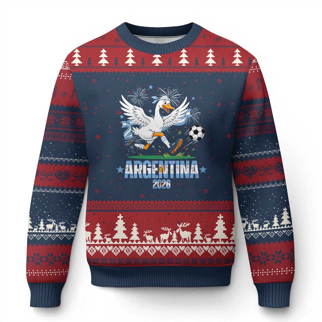 Funny Argentina Soccer Goose Ugly Christmas Sweater Football Fan Graphic