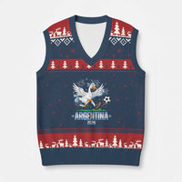 Funny Argentina Soccer Goose V-Neck Knit Sweater Vest Football Fan Graphic