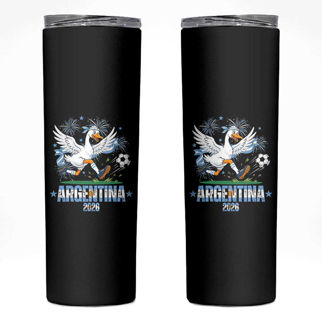 Funny Argentina Soccer Goose Skinny Tumbler Football Fan Graphic