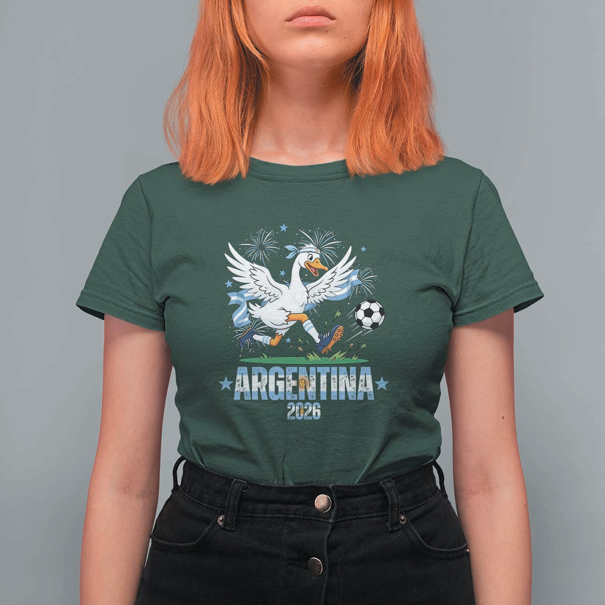 Funny Argentina Soccer Goose T Shirt For Women Football Fan Graphic