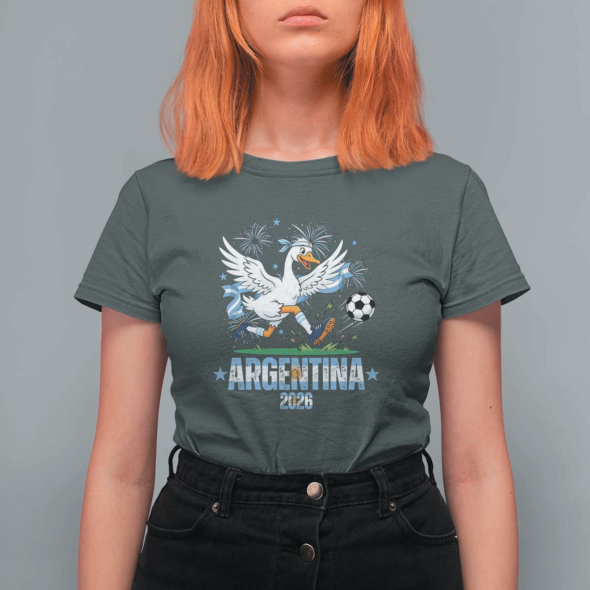 Funny Argentina Soccer Goose T Shirt For Women Football Fan Graphic