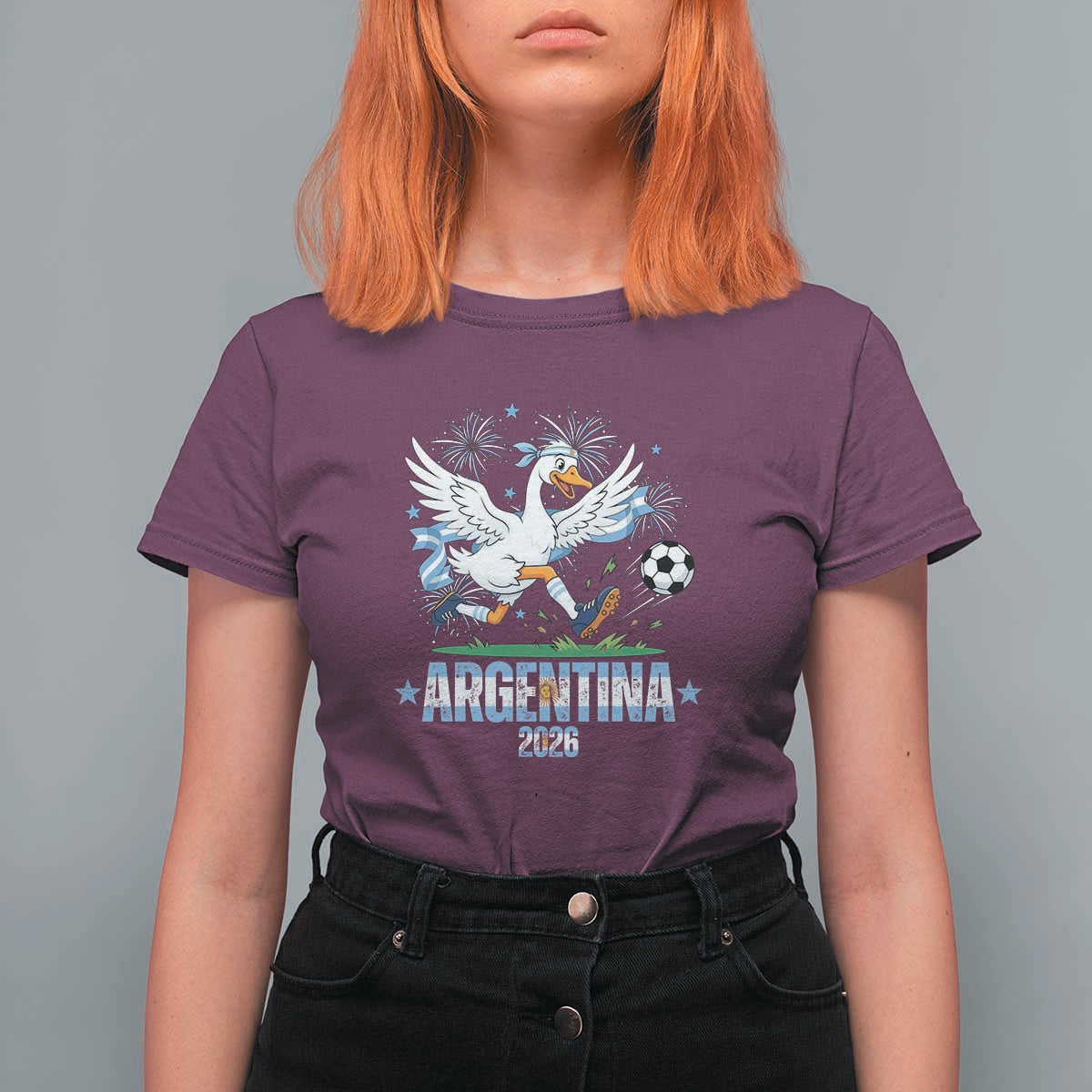 Funny Argentina Soccer Goose T Shirt For Women Football Fan Graphic