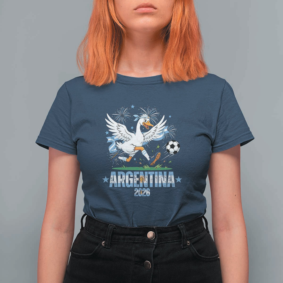 Funny Argentina Soccer Goose T Shirt For Women Football Fan Graphic