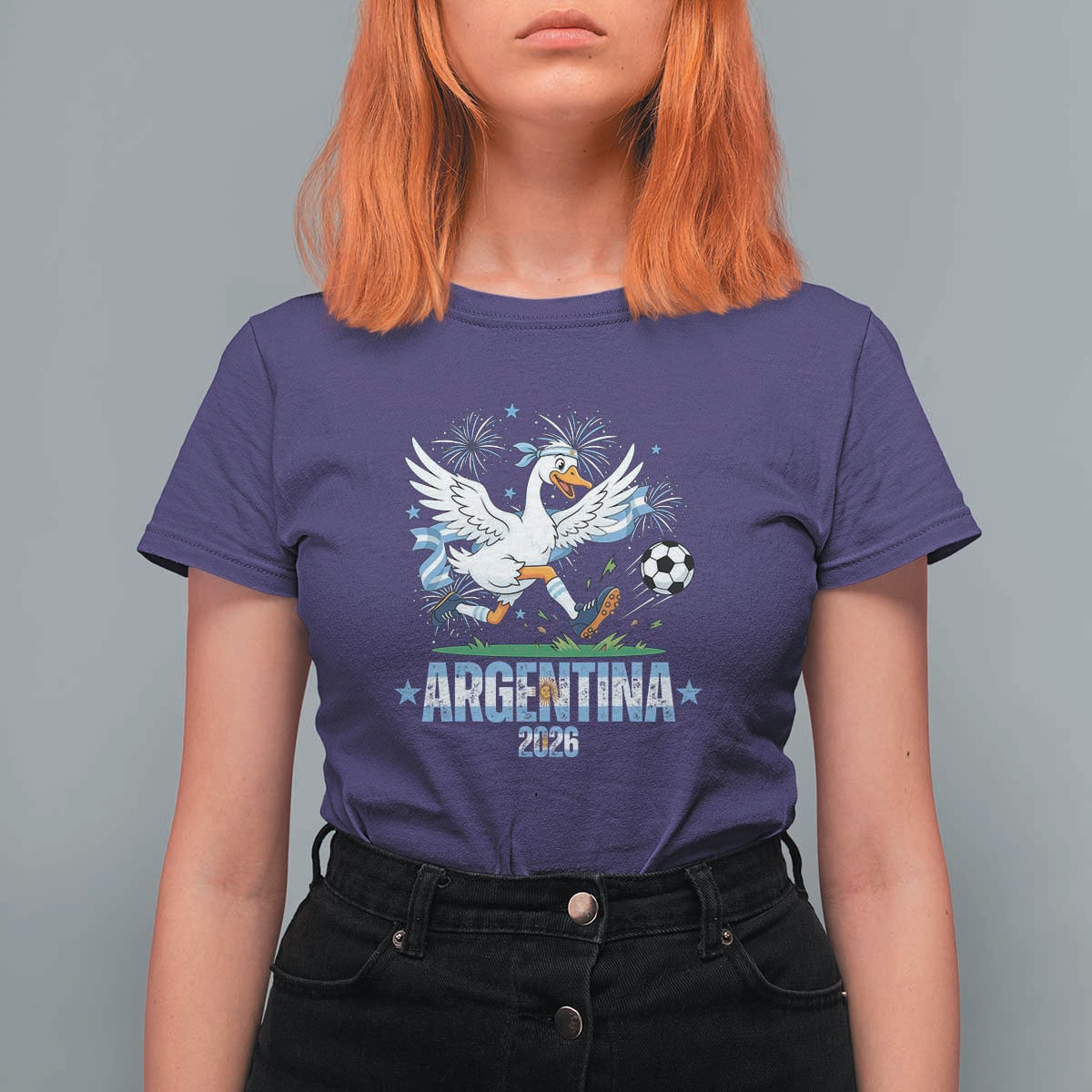 Funny Argentina Soccer Goose T Shirt For Women Football Fan Graphic