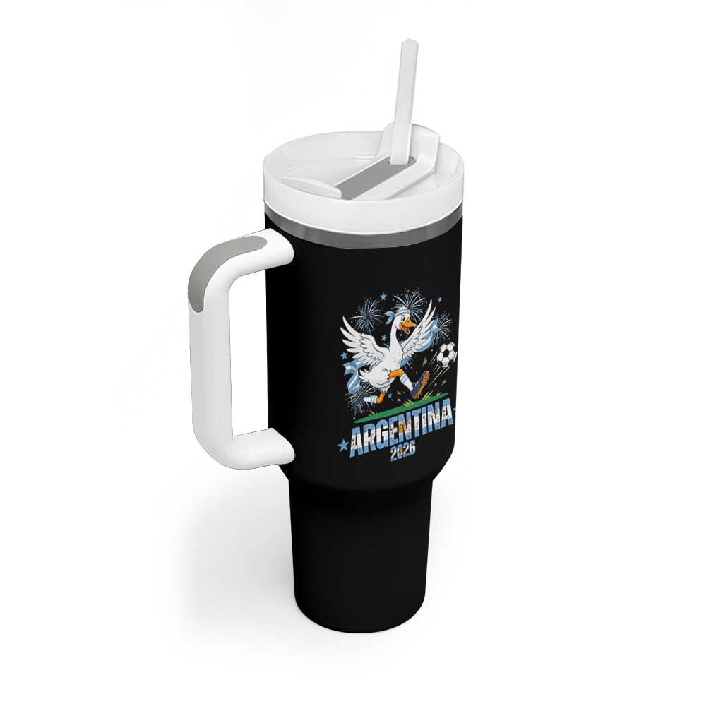 Funny Argentina Soccer Goose Tumbler With Handle Football Fan Graphic