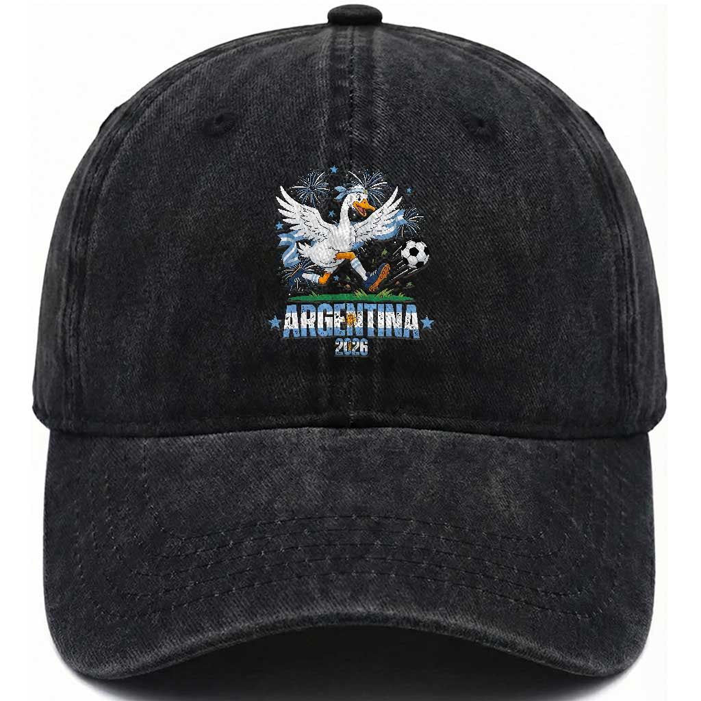 Funny Argentina Soccer Goose Washed Cotton Baseball Cap Football Fan Graphic