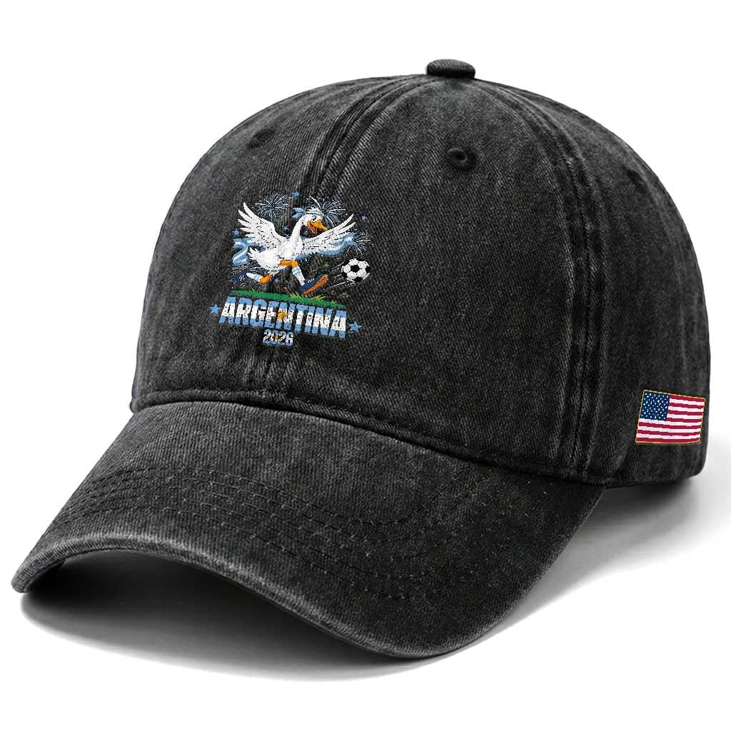 Funny Argentina Soccer Goose Washed Cotton Baseball Cap Football Fan Graphic