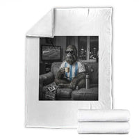 Funny Bigfoot Watching Soccer Throw Blanket Argentina Futbol Fan