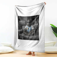 Funny Bigfoot Watching Soccer Throw Blanket Argentina Futbol Fan