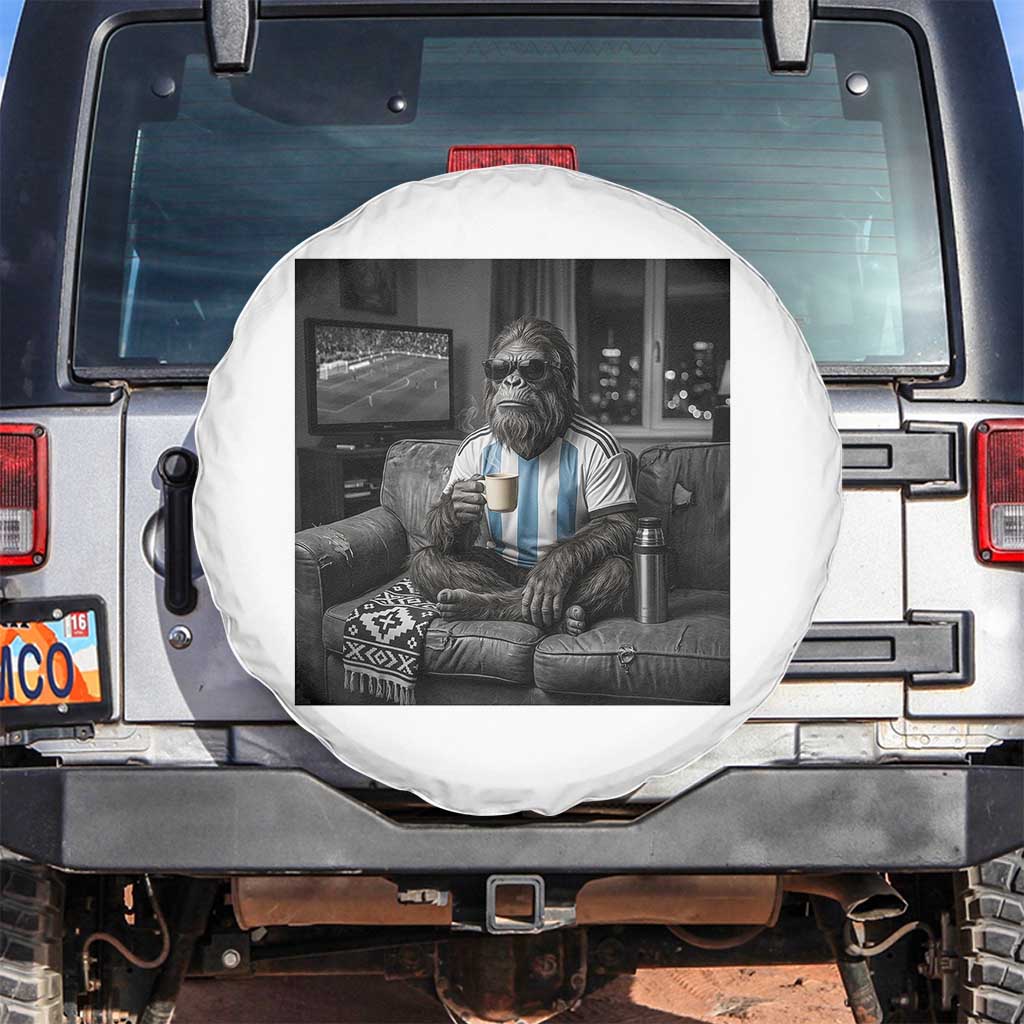 Funny Bigfoot Watching Soccer Spare Tire Cover Argentina Futbol Fan