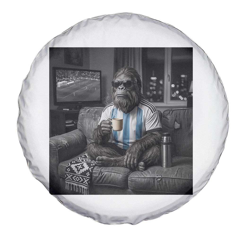 Funny Bigfoot Watching Soccer Spare Tire Cover Argentina Futbol Fan
