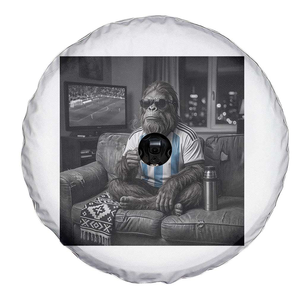 Funny Bigfoot Watching Soccer Spare Tire Cover Argentina Futbol Fan
