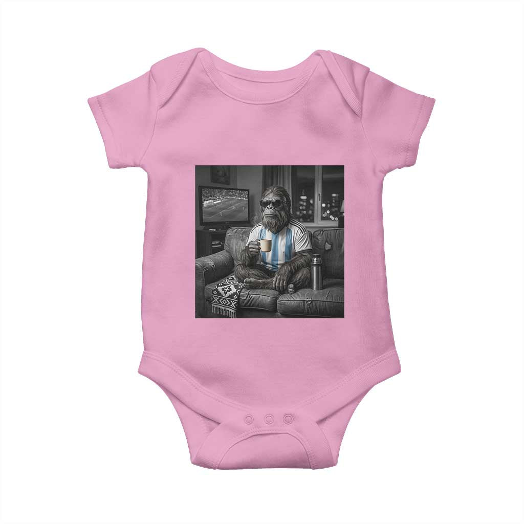 Funny Bigfoot Watching Soccer Baby Onesie Argentina Futbol Fan