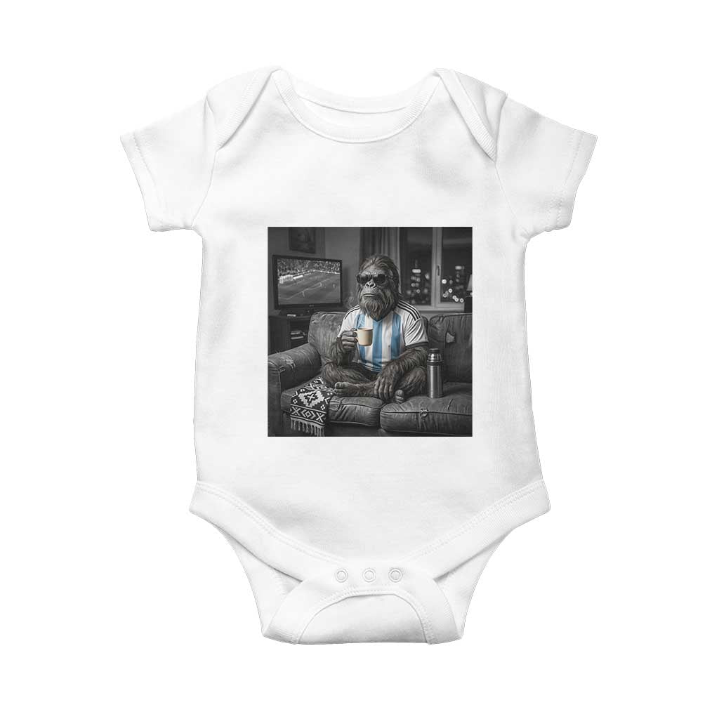 Funny Bigfoot Watching Soccer Baby Onesie Argentina Futbol Fan