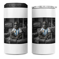 Funny Bigfoot Watching Soccer 4 in 1 Can Cooler Tumbler Argentina Futbol Fan