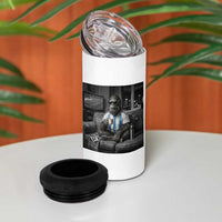 Funny Bigfoot Watching Soccer 4 in 1 Can Cooler Tumbler Argentina Futbol Fan