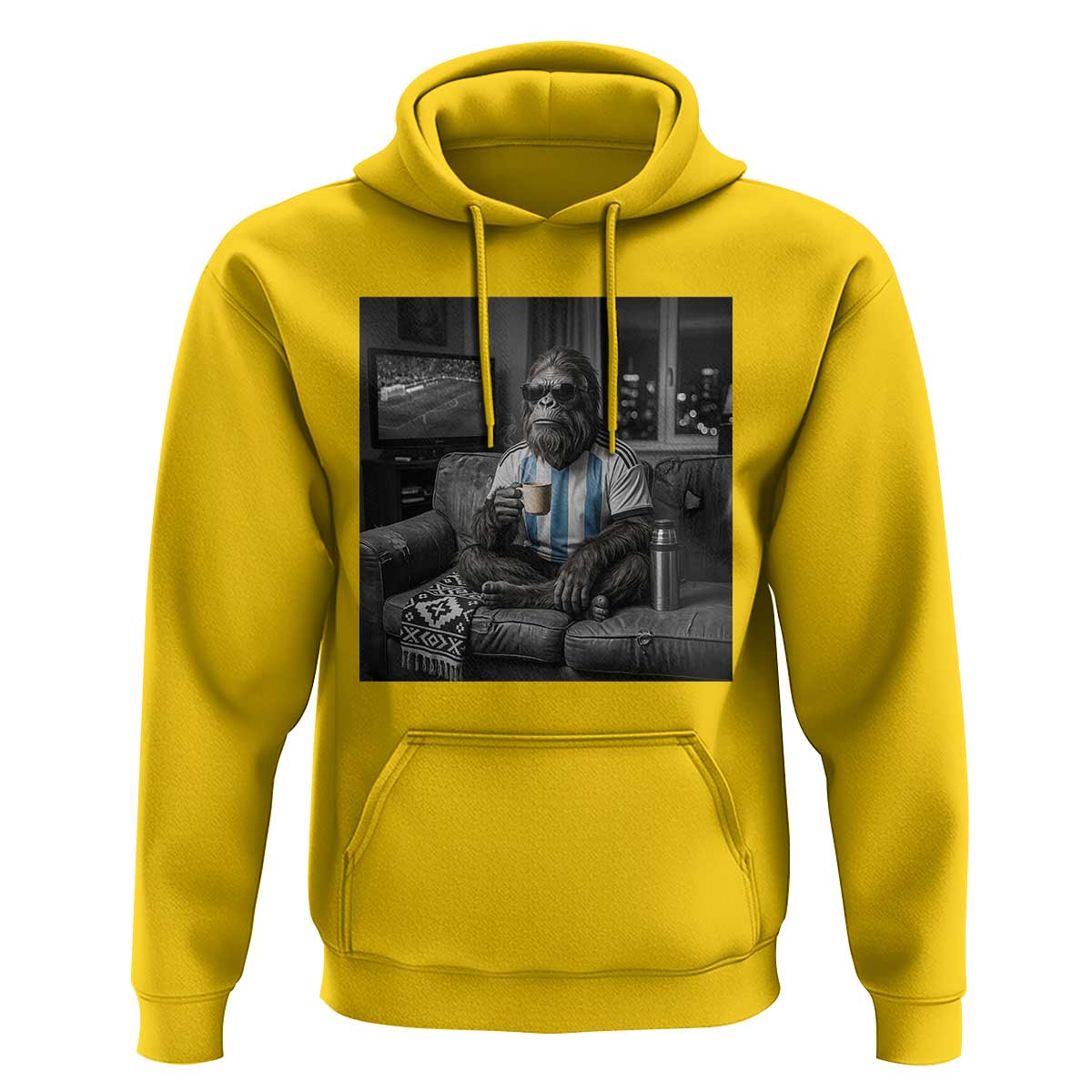 Funny Bigfoot Watching Soccer Hoodie Argentina Futbol Fan