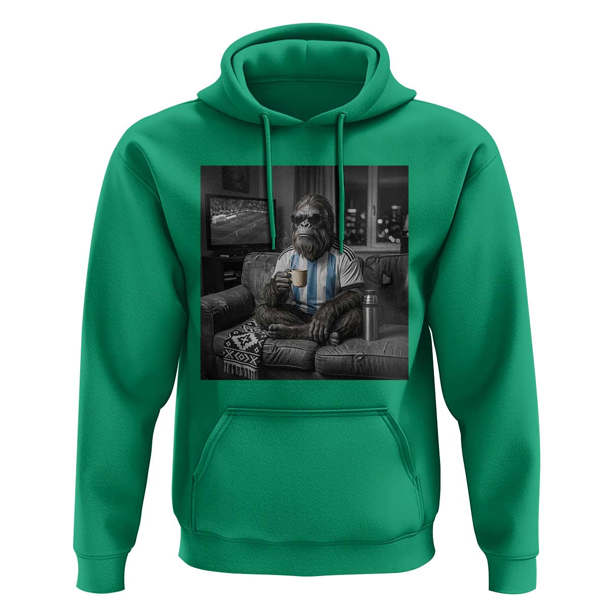 Funny Bigfoot Watching Soccer Hoodie Argentina Futbol Fan