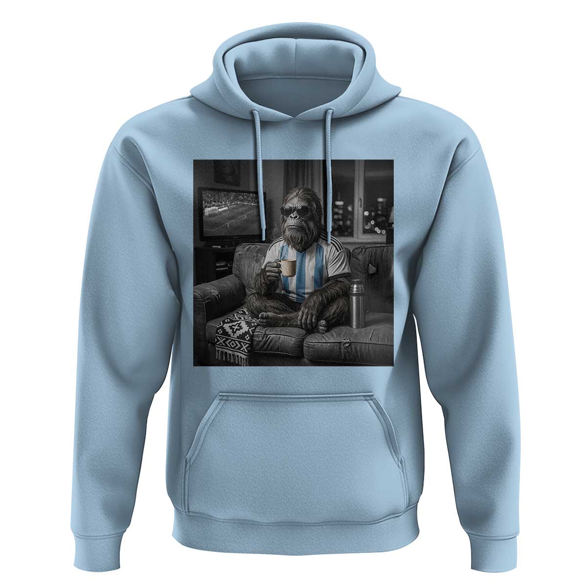 Funny Bigfoot Watching Soccer Hoodie Argentina Futbol Fan