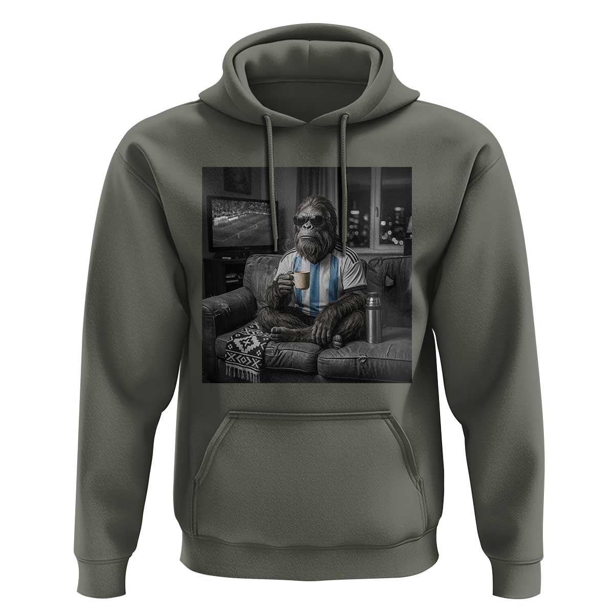 Funny Bigfoot Watching Soccer Hoodie Argentina Futbol Fan