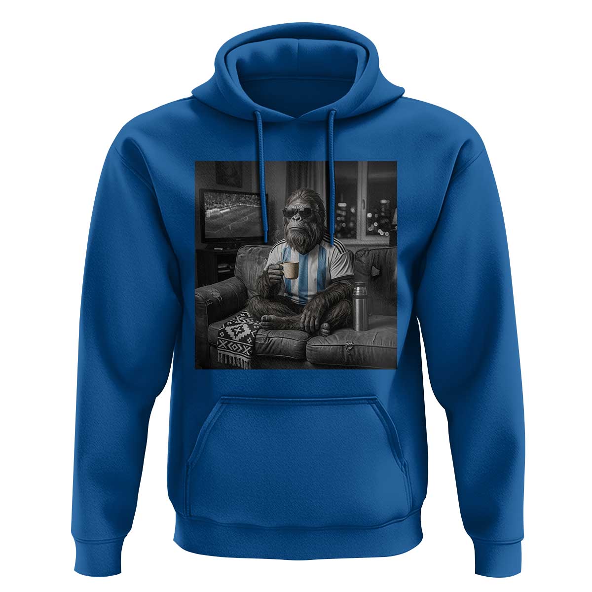 Funny Bigfoot Watching Soccer Hoodie Argentina Futbol Fan