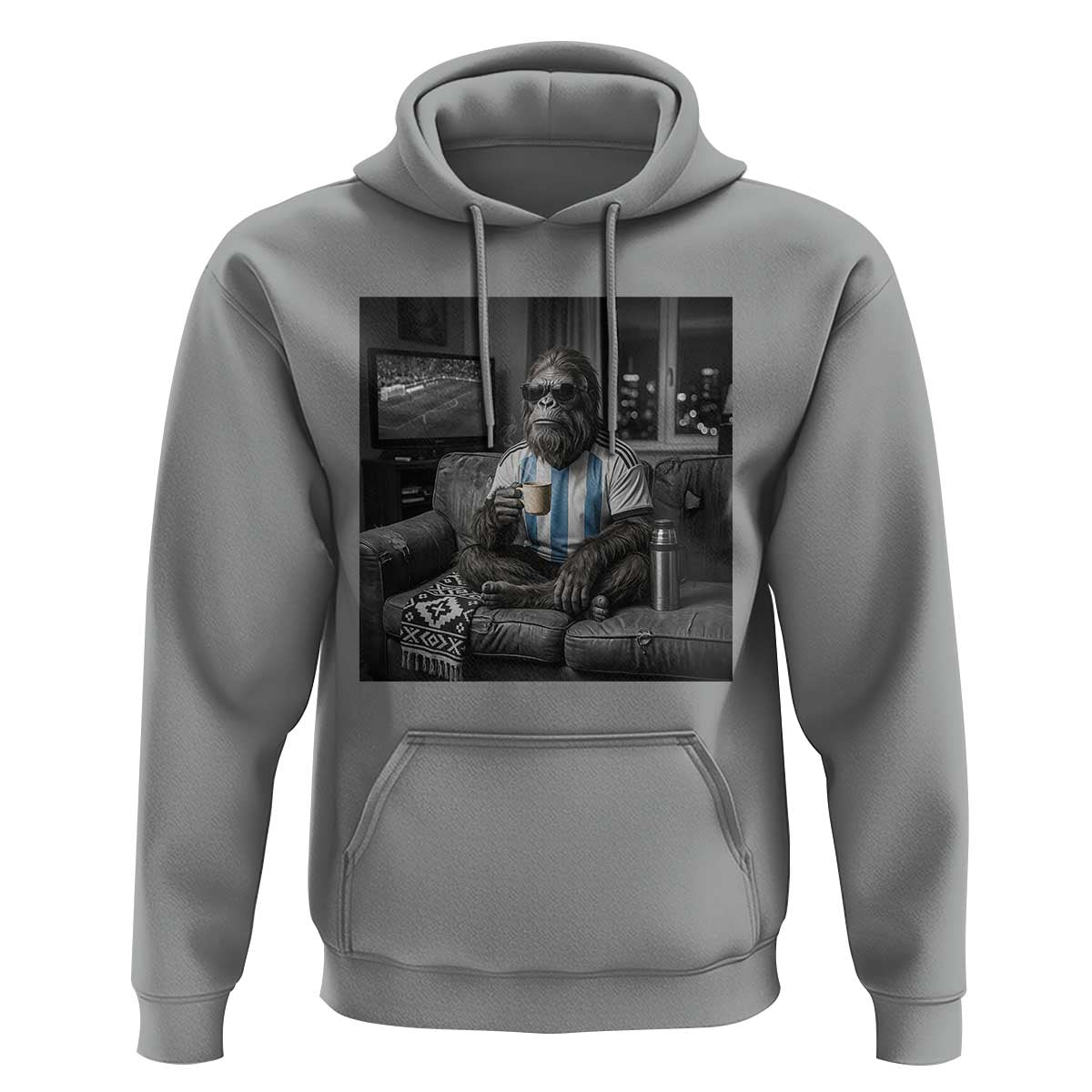 Funny Bigfoot Watching Soccer Hoodie Argentina Futbol Fan