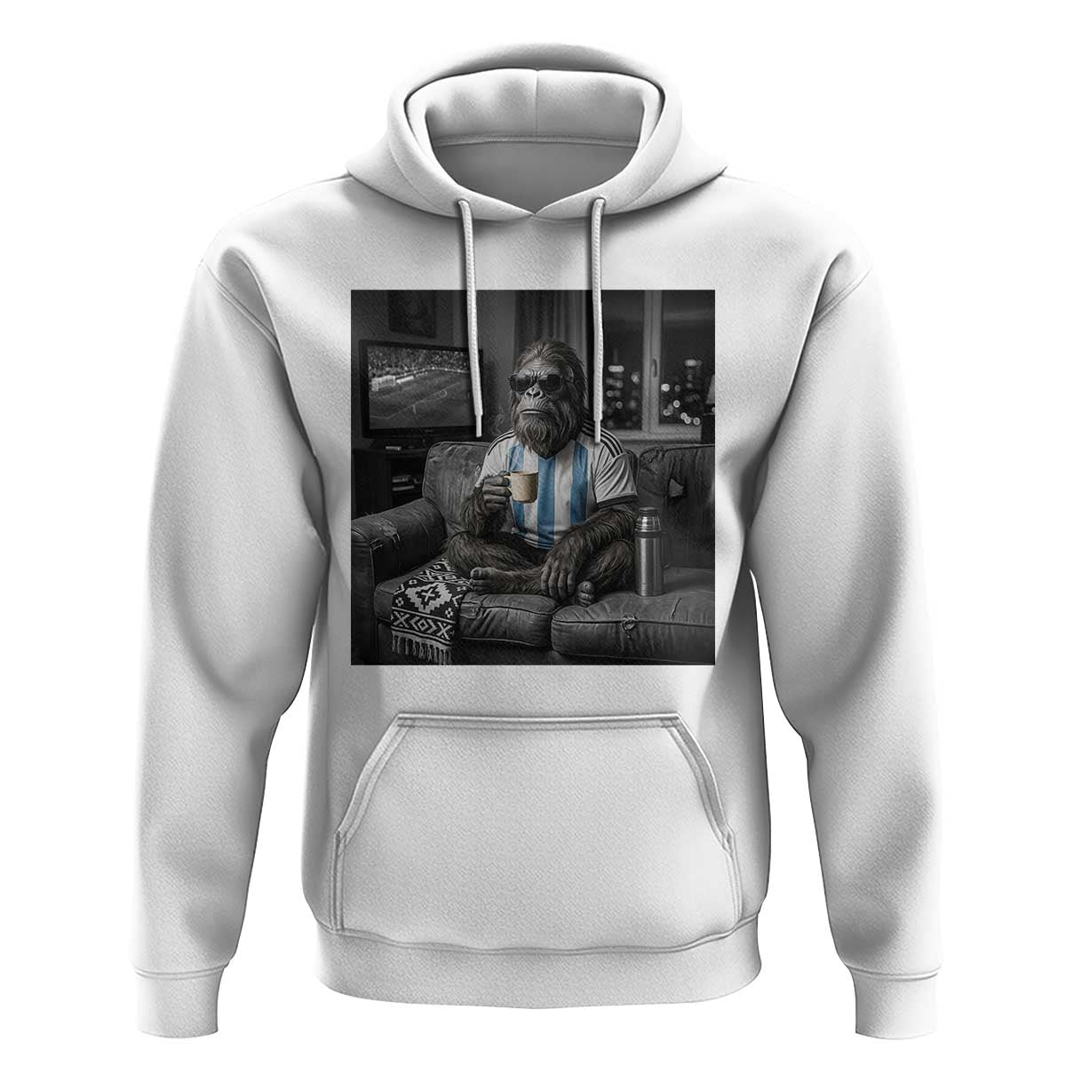 Funny Bigfoot Watching Soccer Hoodie Argentina Futbol Fan