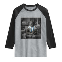Funny Bigfoot Watching Soccer Raglan Shirt Argentina Futbol Fan