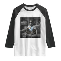 Funny Bigfoot Watching Soccer Raglan Shirt Argentina Futbol Fan