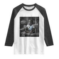 Funny Bigfoot Watching Soccer Raglan Shirt Argentina Futbol Fan