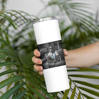 Funny Bigfoot Watching Soccer Skinny Tumbler Argentina Futbol Fan