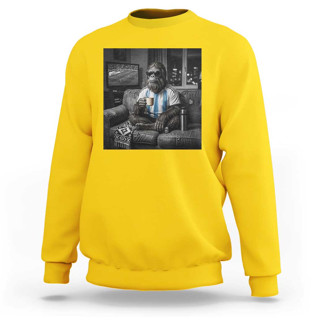 Funny Bigfoot Watching Soccer Sweatshirt Argentina Futbol Fan