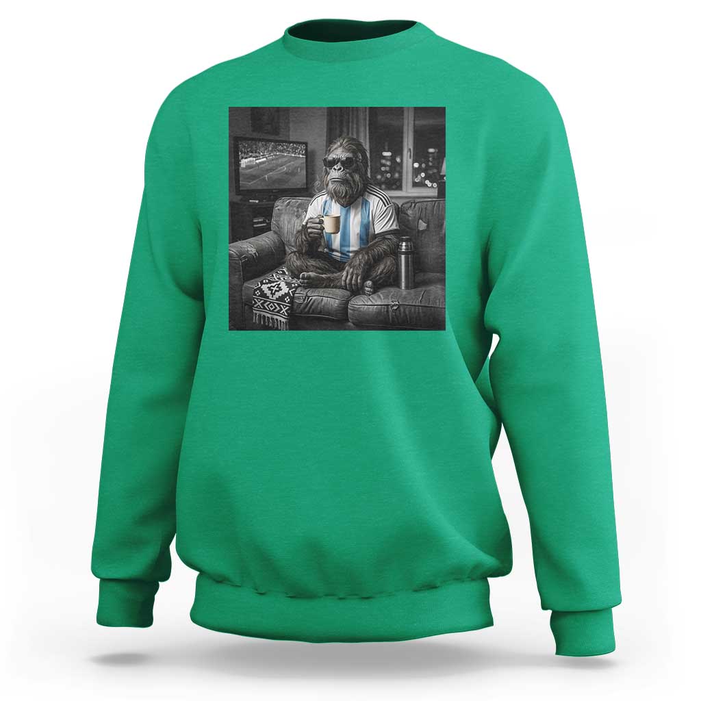 Funny Bigfoot Watching Soccer Sweatshirt Argentina Futbol Fan