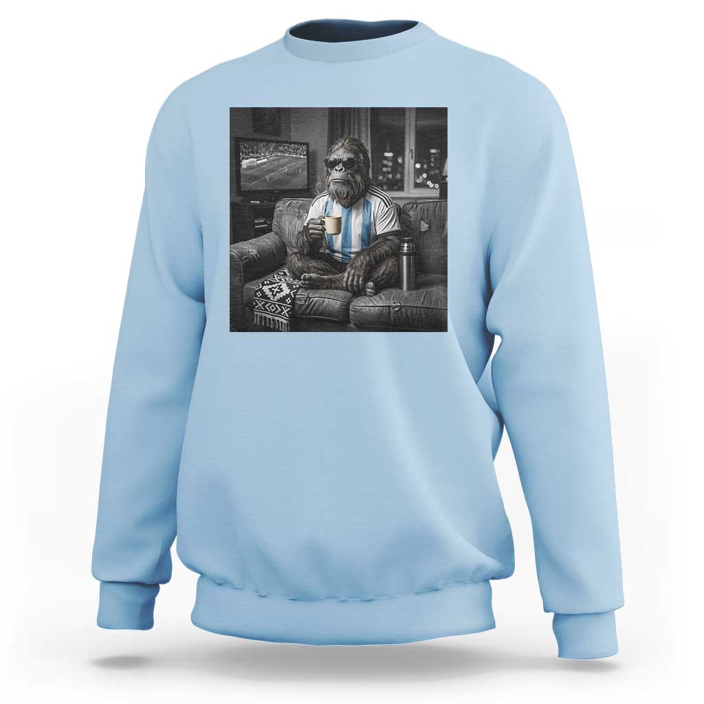 Funny Bigfoot Watching Soccer Sweatshirt Argentina Futbol Fan