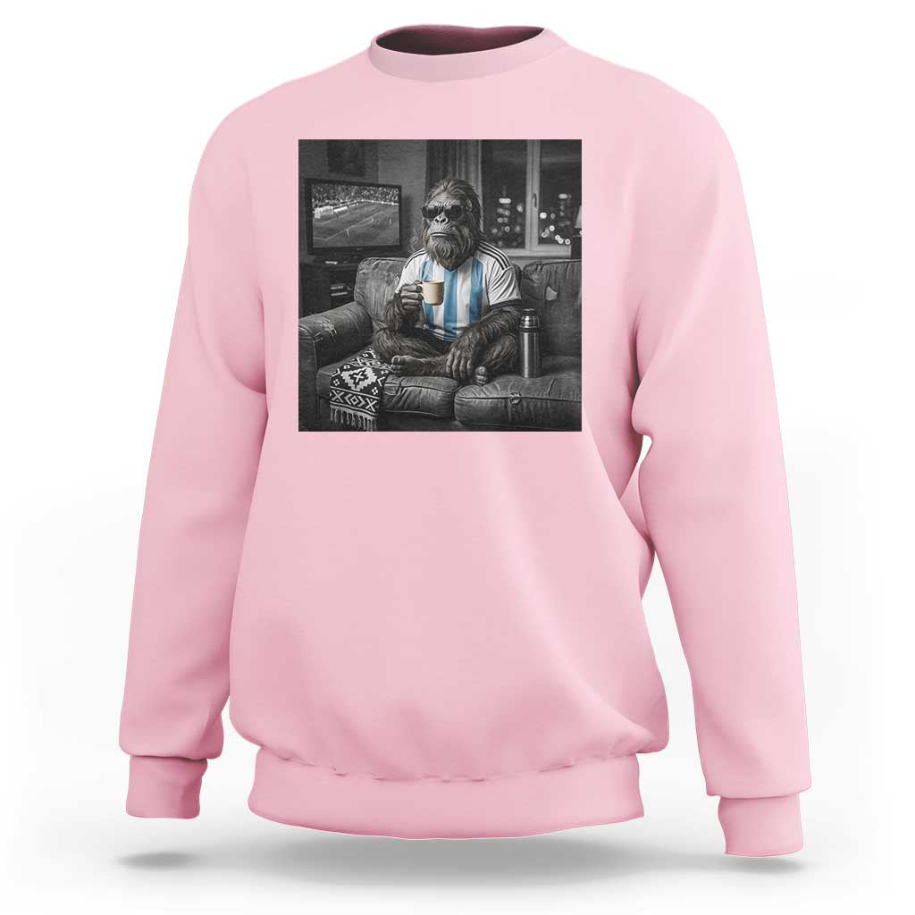 Funny Bigfoot Watching Soccer Sweatshirt Argentina Futbol Fan
